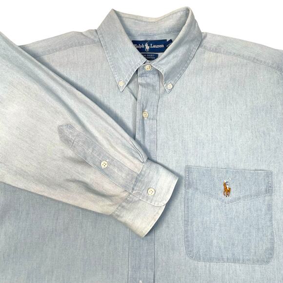 Ralph Lauren Mens Large Cotton Button Up Long Sleeve Big Shirt - Picture 1 of 8